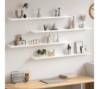 vidaXL Estantes de pared 4 unidades blanco brillo 100x9x3 cm