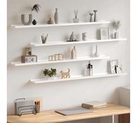 vidaXL Estantes de pared repisa flotante 4 unidades blanco brillo 115x9x3 cm
