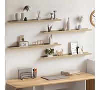 vidaXL Estantes de pared 4 unidades blanco y roble Sonoma 80x9x3 cm