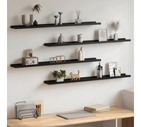 vidaXL Estantes de pared 4 unidades negro 100x9x3 cm