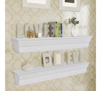 vidaXL 2X Estanterías de Pared Elegante de MDF Blanco Aaliyah Estante Balda