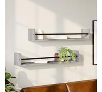 vidaXL Estantes de pared con barras 2 uds gris Sonoma 80x16x14 cm