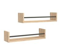 vidaXL Estantes de pared con barras 2 uds Roble Sonoma 60x16x14 cm