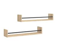 vidaXL Estantes de pared con barras 2 uds Roble Sonoma 80x16x14 cm