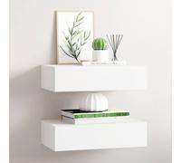 vidaXL Estantes de pared con cajón 2 uds MDF blanco 40x23,5x10 cm