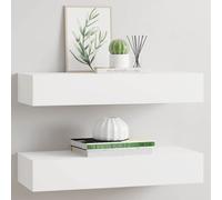 vidaXL Estantes de pared con cajón 2 uds MDF blanco 60x23,5x10 cm
