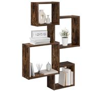 vidaXL Estantes de pared en forma de cubo, color marrón, 64 x 13,5 x 91,5 cm, para sala de estar, rectangular, diseño moderno, amplio espacio de almacenamiento, organizador de hogar funcional
