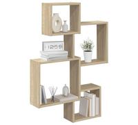 vidaXL Estantes de pared en forma de cubo, color marrón, 64 x 13,5 x 91,5 cm, para sala de estar, rectangular, diseño moderno, amplio espacio de almacenamiento, organizador de hogar funcional