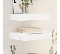 vidaXL 2X Estantes Pared Flotantes con Cajones Blanco 48 cm Diseño Decoración