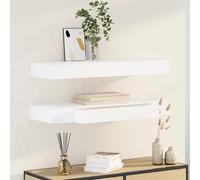 vidaXL 2X Estantes de Pared Flotantes con Cajones 80 cm Blanco Librería Orden