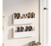 vidaXL Estantes de zapatos de pared 2 uds madera pino blanco 59x9x23cm