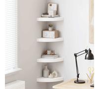 vidaXL Estantes esquineros flotantes (4 unidades), blanco brillante, 25 x 25 x 3,8 cm, MDF
