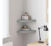 vidaXL Estantes flotantes de esquina 2 uds MDF gris 35x35x3,8 cm