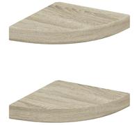 vidaXL Estantes flotantes de Esquina 2 uds MDF Roble 25x25x3,8 cm