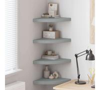 vidaXL Estantes flotantes de esquina 4 uds MDF gris 35x35x3,8 cm