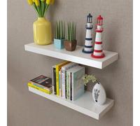 vidaXL Estantes exhibidores flotantes Tablero DM blanco para libros y DVD 2 uds