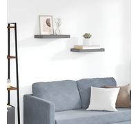 vidaXL Estantes flotantes de pared 2 uds MDF gris brillo 40x23x3,8 cm