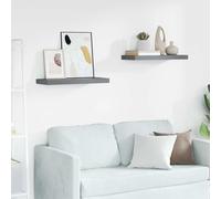 vidaXL Estantes flotantes de pared 2 uds MDF gris brillo 60x23,5x3,8cm