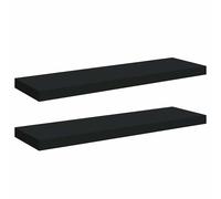 vidaXL 2X Estantes Flotantes Pared Repisa Colgante Estantería Tablero CD Libros Decoración Coleccionables Fotos Premios Negro MDF 80x23,5x3,8cm