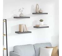 vidaXL Estantes flotantes de pared 4 uds MDF gris brillo 40x23,5x3,8 cm