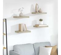 vidaXL 4X Estantes Flotantes de Pared Repisa Colgante Estantería Tablero CD Libros Decoración Coleccionables Foto Premio Color Roble MDF 40x23x3,8 cm