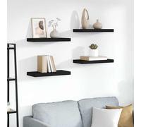 vidaXL Estantes flotantes de pared 4 uds negro MDF 50x23,5x3,8 cm