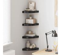 vidaXL Estantes flotantes esquina 4 uds MDF negro brillo 25x25x3,8 cm