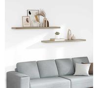 vidaXL 2X Estantes Flotantes Pared Repisa Colgante Estantería Tablero CD Libros Decoración Coleccionables Fotos Premios Color Roble MDF 120x23,5x3,8cm