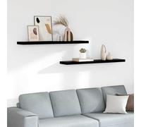 vidaXL Estantes flotantes pared 2 uds MDF negro brillo 120x23,5x3,8 cm