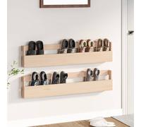 vidaXL Estantes para zapatos de pared 2 uds madera de pino 110x9x23 cm