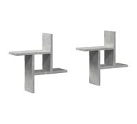 vidaXL Estantes pared 2 uds madera ingeniería gris hormigón 38x12x38cm