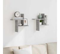 vidaXL Estantes pared 2 uds madera ingeniería gris hormigón 38x12x38cm