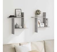 vidaXL Estantes pared 2 uds madera ingeniería gris hormigón 50x12x50cm