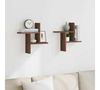 vidaXL Estantes pared 2 uds madera ingeniería marrón roble 38x12x38 cm