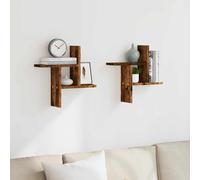 vidaXL Estantes pared 2 uds madera ingeniería roble ahumado 38x12x38cm