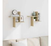 vidaXL Estantes pared 2 uds madera ingeniería roble Sonoma 38x12x38 cm