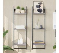 vidaXL Estantes pared 3 niveles barras 2 uds gris Sonoma 30x25x100 cm