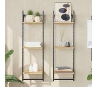 vidaXL Estantes pared 3 niveles barras 2 uds roble Sonoma 30x25x100 cm