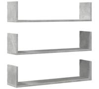 vidaXL Estantes de pared 3 unidades 80x18x18 cm gris cemento de aglomerado