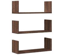 vidaXL Estantes pared 3 uds madera ingeniería marrón roble 58x18x18cm
