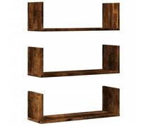 vidaXL Estantes de pared 3 uds Madera de ingeniería Roble ahumado 58x18x18 cm