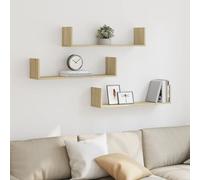 vidaXL Estantes flotantes de pared 3 uds Madera de ingeniería Roble Sonoma 80x18x18 cm