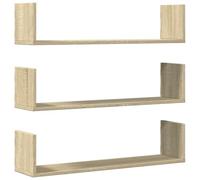 vidaXL Estantes flotantes de pared 3 uds Madera de ingeniería Roble Sonoma 80x18x18 cm