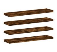 vidaXL Estantes Pared 4 uds Madera ingeniería Roble Humo 40x10x1,5 cm