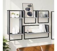 vidaXL Estantes pared con barras 4 pzas madera ingeniería gris Sonoma