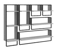 vidaXL Estantes pared con barras 6 pzas madera ingeniería gris Sonoma