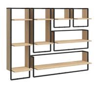 vidaXL Estantes pared con barras 6 pzas madera ingeniería roble Sonoma