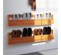 vidaXL Estantes zapatos pared 2 uds madera pino marrón 110x8,5x23,5 cm