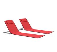 vidaXL Estera de playa plegable 2 unidade acero y tela rojo