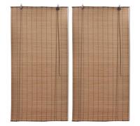 vidaXL Estor enrollable de bambú 2 unidades marrón 100x160 cm